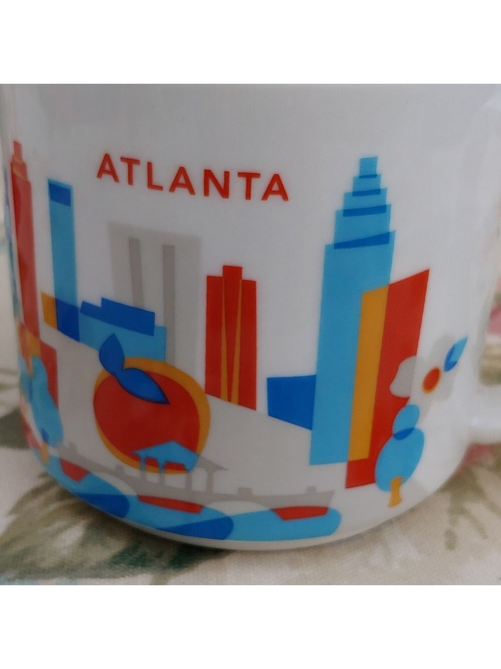 Starbucks Atlanta "You Are Here" Collectible White Blue Ceramic Coffee Mug 14 Oz